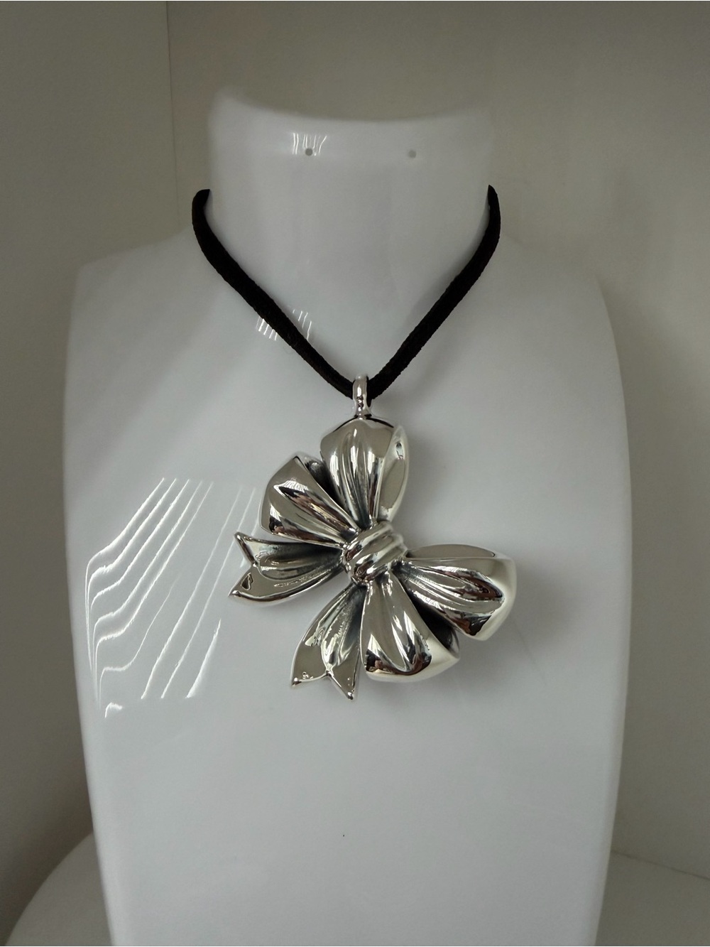 Huge Sterling  Silver 925 Bow Pendant (only)